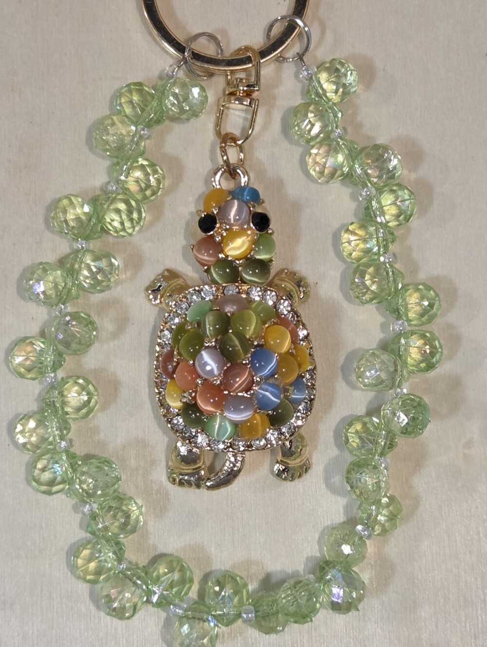 NWT Luxury Beaded Sea Turtle Keychain Gold Bag Charm ✨